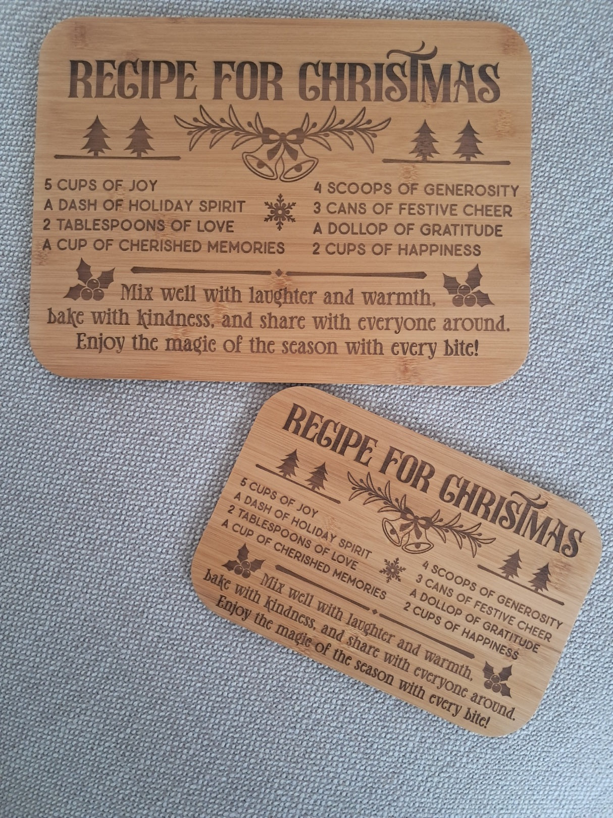 Set of Two - Christmas Serving Boards - Recipe for Christmas! - Urban Vibe Studio
