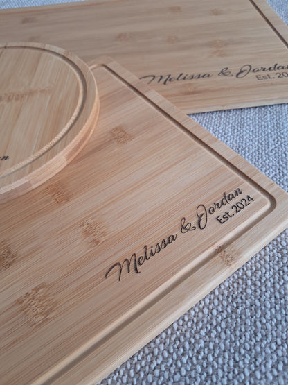 Set of Three Personalised Serving / Cutting Boards - Laser Engraved - Urban Vibe Studio