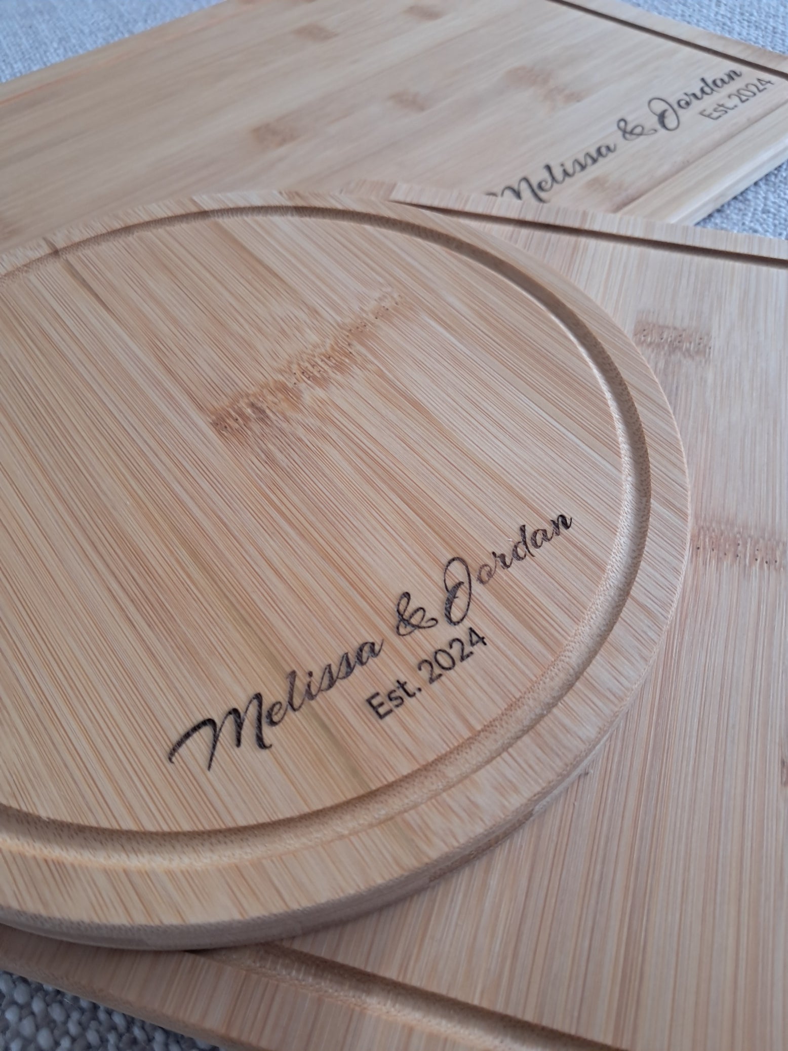 Set of Three Personalised Serving / Cutting Boards - Laser Engraved - Urban Vibe Studio