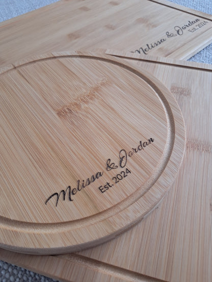 Set of Three Personalised Serving / Cutting Boards - Laser Engraved - Urban Vibe Studio