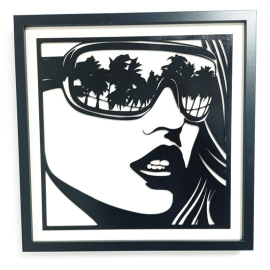 Miami Girl Style - Laser Cut Wall Art, Framed - 43cm x 43cm x 3cm - Urban Vibe Studio