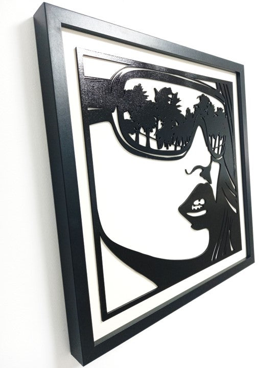 Miami Girl Style - Laser Cut Wall Art, Framed - 43cm x 43cm x 3cm - Urban Vibe Studio