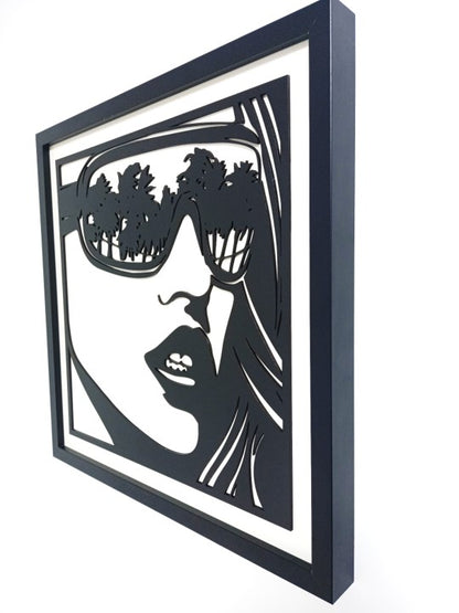 Miami Girl Style - Laser Cut Wall Art, Framed - 43cm x 43cm x 3cm - Urban Vibe Studio
