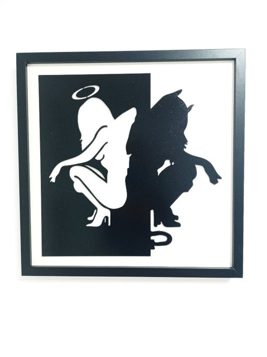 Good vs Evil - Laser Cut Wall Art, Framed - 43cm x 43cm x 3cm - Urban Vibe Studio