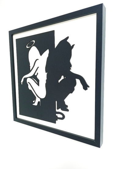 Good vs Evil - Laser Cut Wall Art, Framed - 43cm x 43cm x 3cm - Urban Vibe Studio