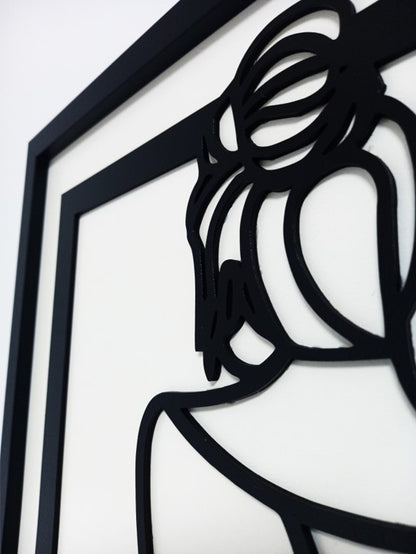 Wine Time Girl - Laser Cut Wall Art, Framed - 53cm x 43cm x 3cm - Urban Vibe Studio