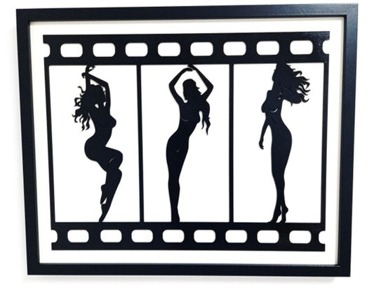 Dancing Girl Strip - Laser Cut Wall Art, Framed - 53cm x 43cm x 3cm - Urban Vibe Studio