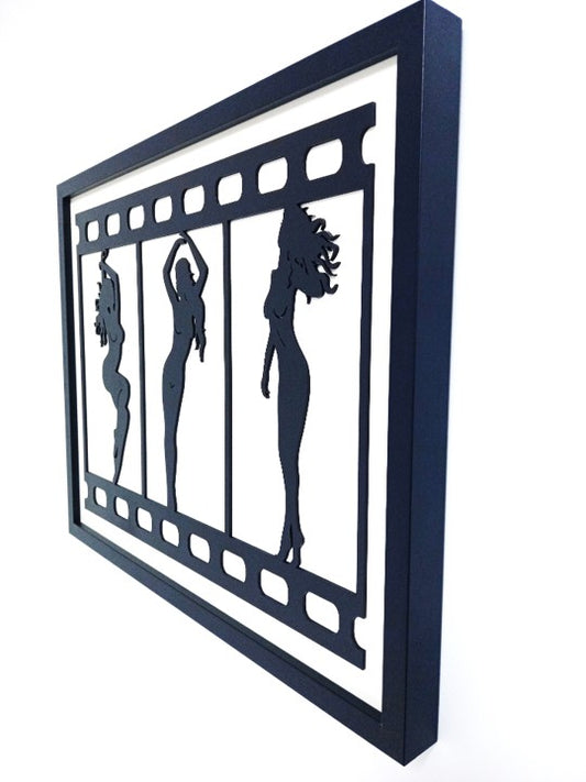Dancing Girl Strip - Laser Cut Wall Art, Framed - 53cm x 43cm x 3cm - Urban Vibe Studio