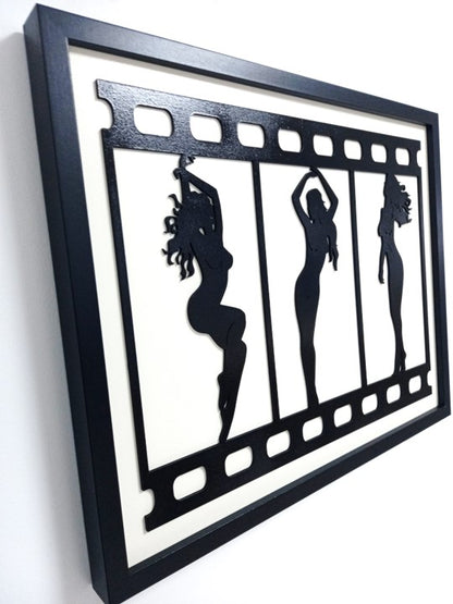 Dancing Girl Strip - Laser Cut Wall Art, Framed - 53cm x 43cm x 3cm - Urban Vibe Studio