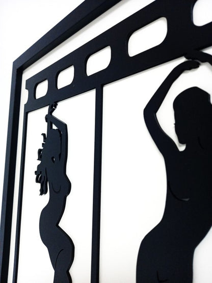 Dancing Girl Strip - Laser Cut Wall Art, Framed - 53cm x 43cm x 3cm - Urban Vibe Studio