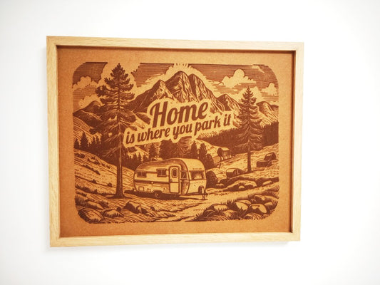 For the Caravan Fan! Framed Engraved Wall Art - 53cm x 43cm x 3cm - Urban Vibe Studio
