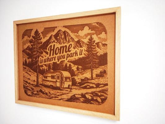 For the Caravan Fan! Framed Engraved Wall Art - 53cm x 43cm x 3cm - Urban Vibe Studio