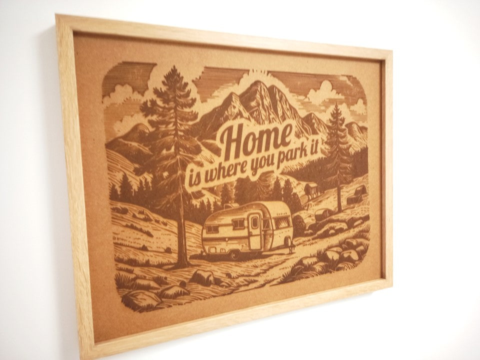 For the Caravan Fan! Framed Engraved Wall Art - 53cm x 43cm x 3cm - Urban Vibe Studio