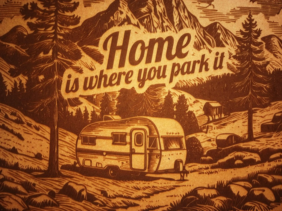 For the Caravan Fan! Framed Engraved Wall Art - 53cm x 43cm x 3cm - Urban Vibe Studio