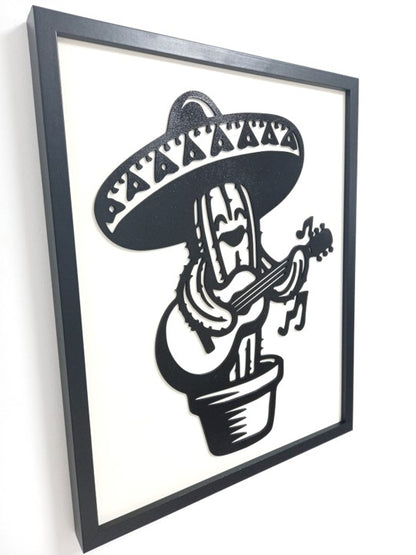 Singing Dancing Cactus - Laser Cut Wall Art, Framed - 53cm x 43cm x 3cm - Urban Vibe Studio