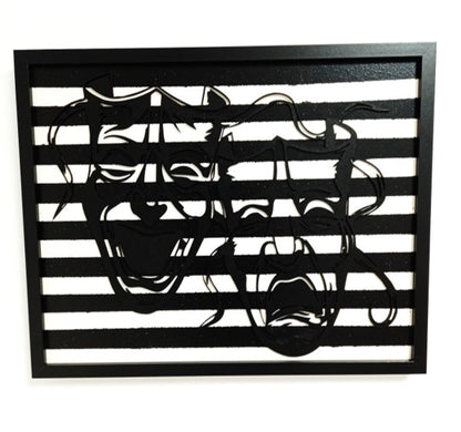 Joker Masks - Striped Laser Cut Wall Art, Framed - 43cm x 53cm x 3cm - Urban Vibe Studio