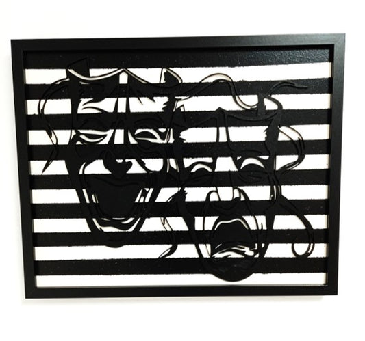 Joker Masks - Striped Laser Cut Wall Art, Framed - 43cm x 53cm x 3cm - Urban Vibe Studio