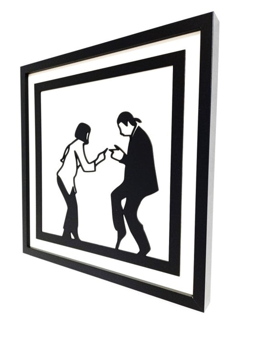 Pulp Fiction Dance Scene - Laser Cut Wall Art, Framed - 43cm x 43cm x 3cm - Urban Vibe Studio
