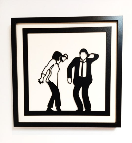 Pulp Fiction Dance Scene - Laser Cut Wall Art, Framed - 43cm x 43cm x 3cm - Urban Vibe Studio