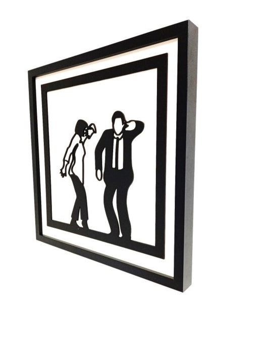 Pulp Fiction Dance Scene - Laser Cut Wall Art, Framed - 43cm x 43cm x 3cm - Urban Vibe Studio