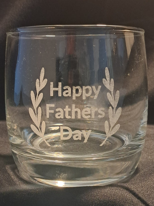 Happy Fathers Day - Laser Engraved Whiskey Glass - Urban Vibe Studio