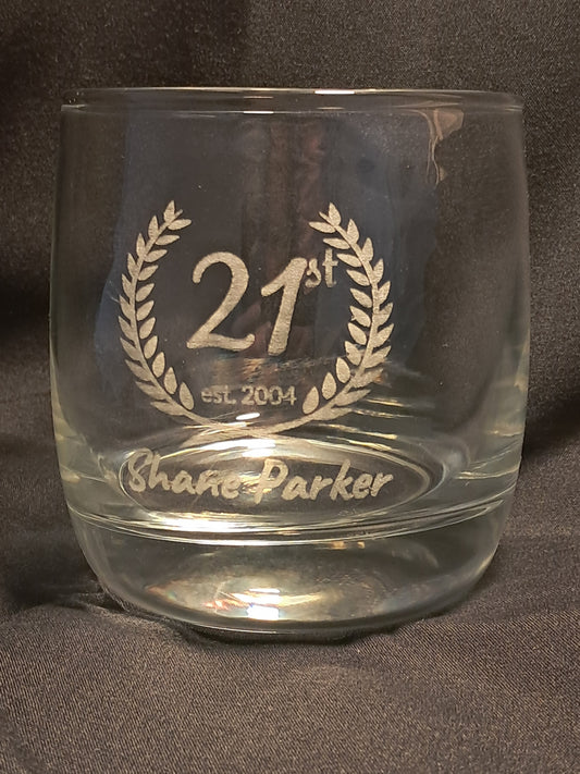 Personalised Milestone Birthday Celebration - Laser Engraved Whiskey Glass - Urban Vibe Studio
