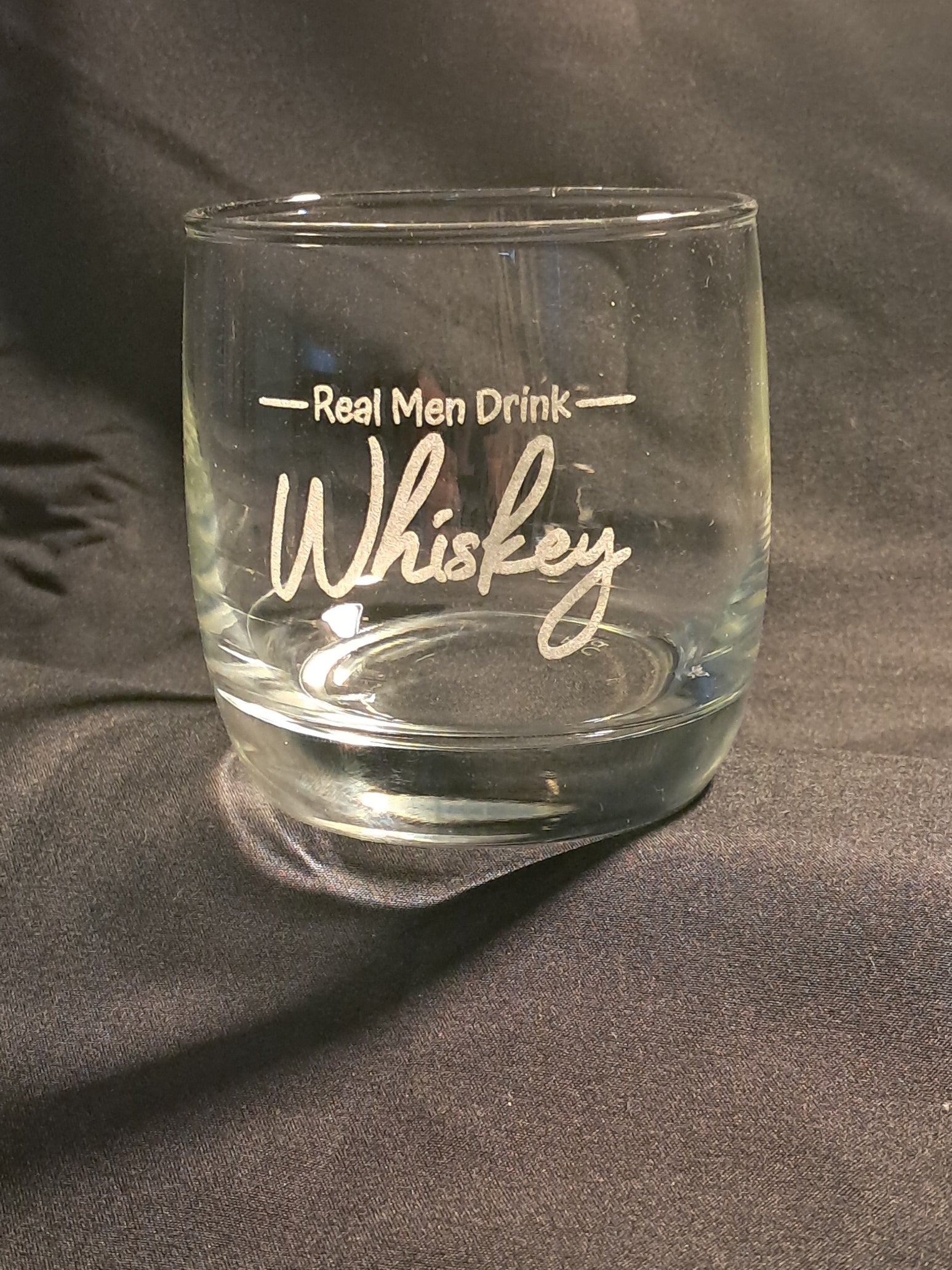 Real Men Drink Whiskey - Laser Engraved Whiskey Glass - Urban Vibe Studio