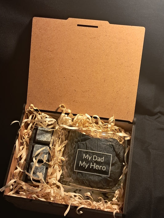 My Dad, My Hero - Laser Engraved Whiskey Glass - Urban Vibe Studio