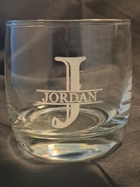 Personalised Initial and Name, Laser Engraved Whiskey Glass - Urban Vibe Studio
