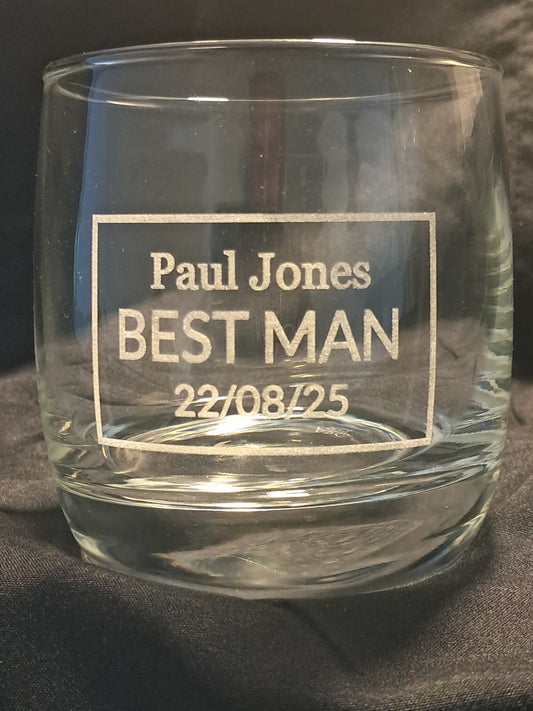 Personalised Best Man Wedding Gift - Laser Engraved Whiskey Glass - Urban Vibe Studio