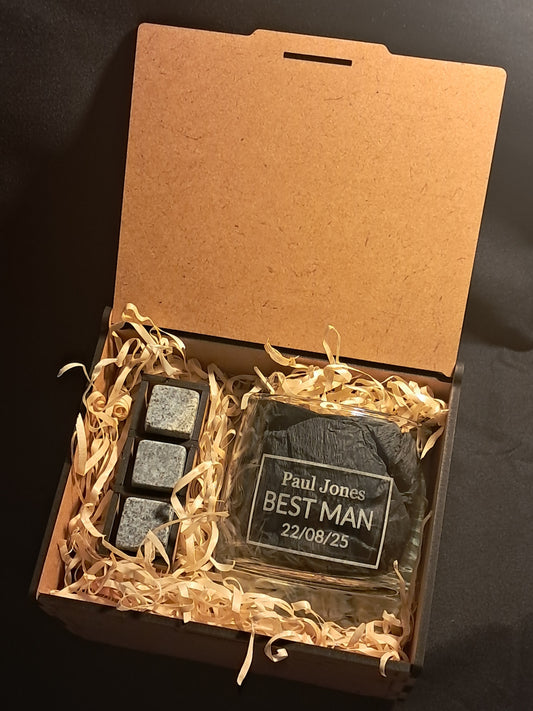 Personalised Best Man Wedding Gift - Laser Engraved Whiskey Glass - Urban Vibe Studio