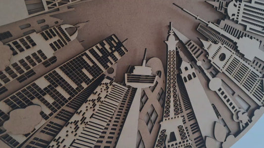 City Above - 5 Layer, Laser Cut Wall Art
