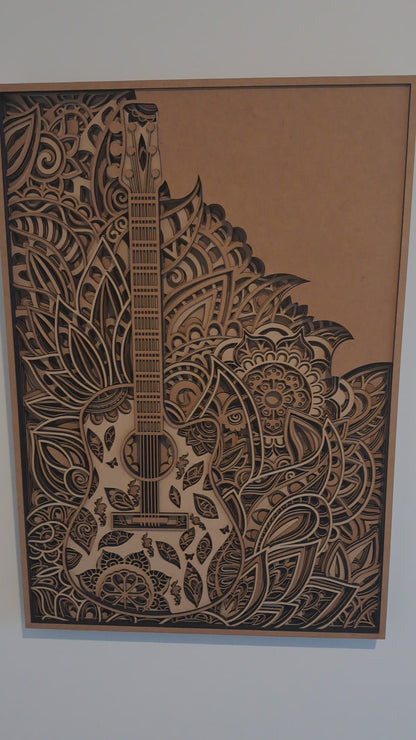 Mandala Guitar - 9 Layer, Laser Cut Wall Art