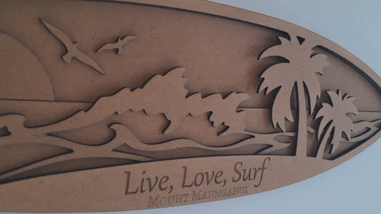 Live, Love, Surf - 4 Layer, Laser Cut Wall Art